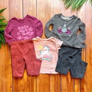 Girls Size 3T Clothing Lot - 5-Piece Unicorn & Leggings Bundle